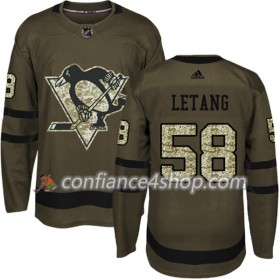 Adidas Maillot de Hockey Pittsburgh Penguins Kris Letang 58 2017-2018 Camo Vert Authentic - Homme